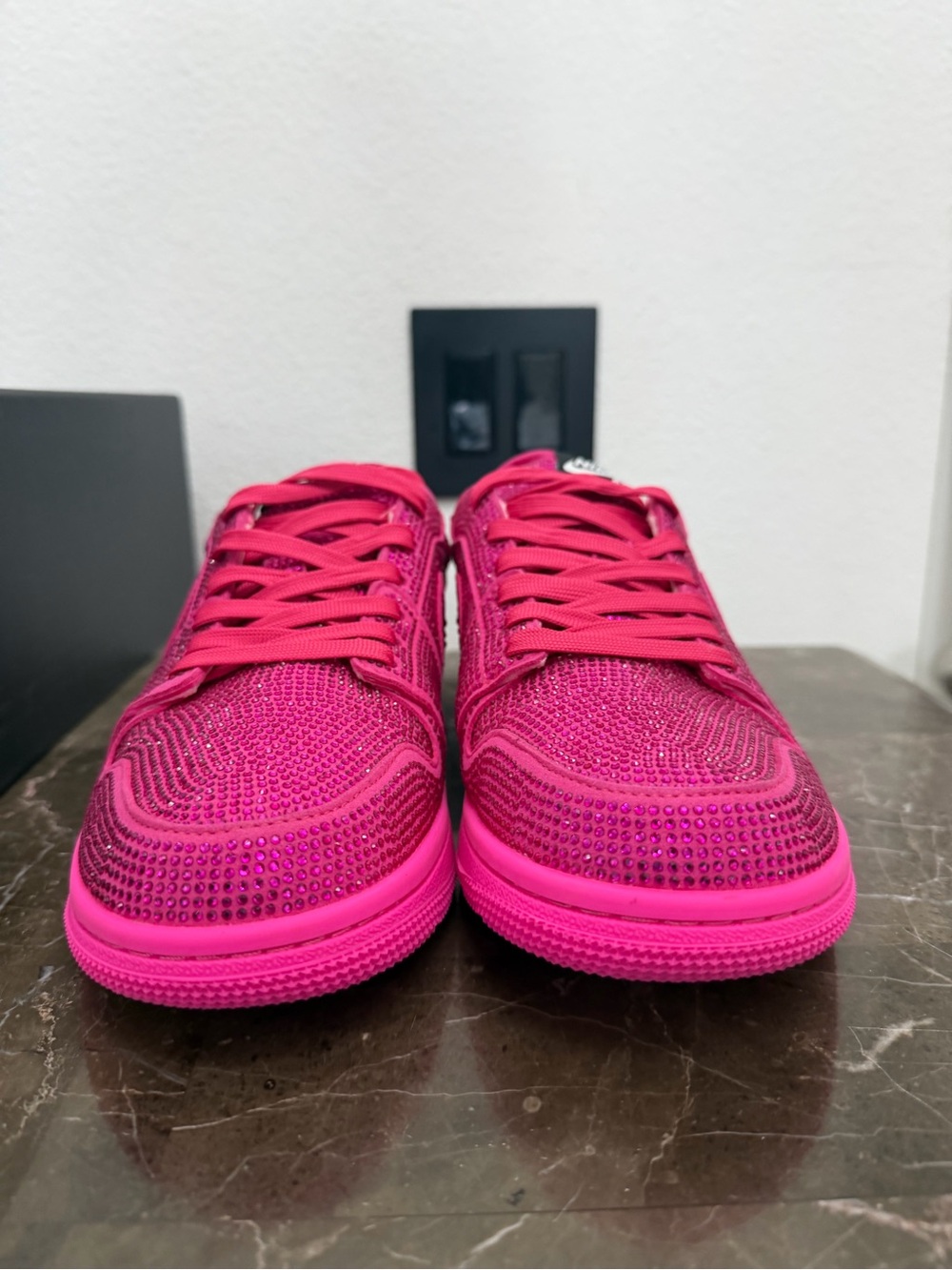 New! Women’s Nike Air Jordan 1 Retro Low OG Swarovski Crystal Sneakers, Size 9.5 - Picture 4 of 15